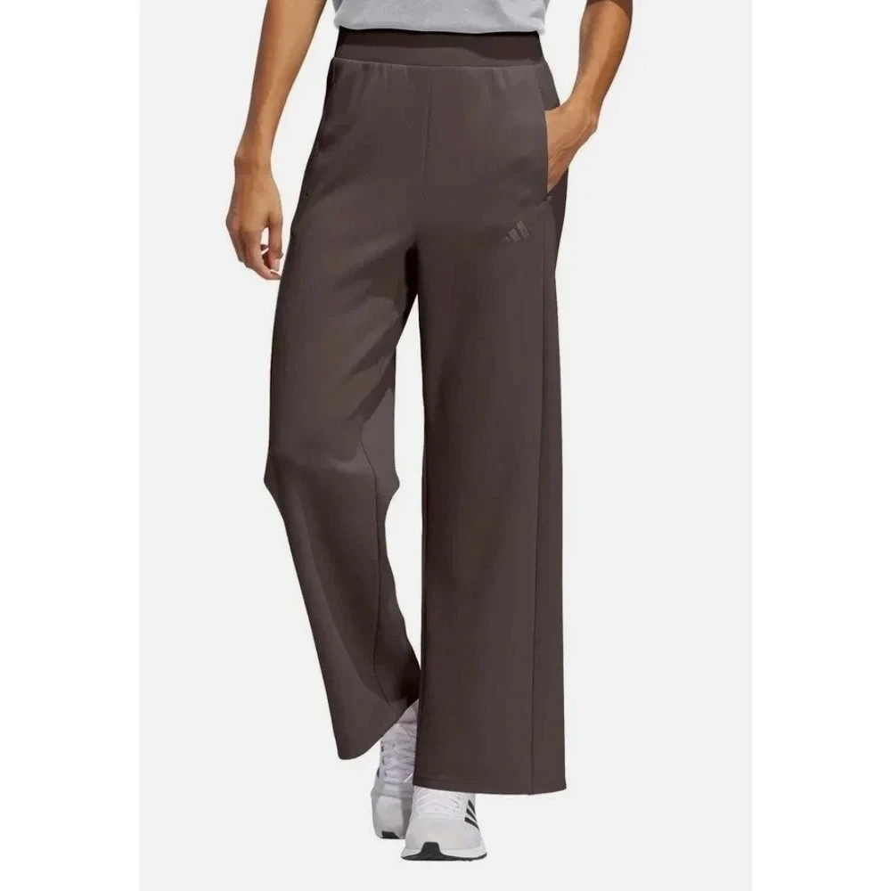 Adidas Women's Wide Leg Pants XS Brown High Rise Athleisure KF0794 NWT - Picture 1 of 2